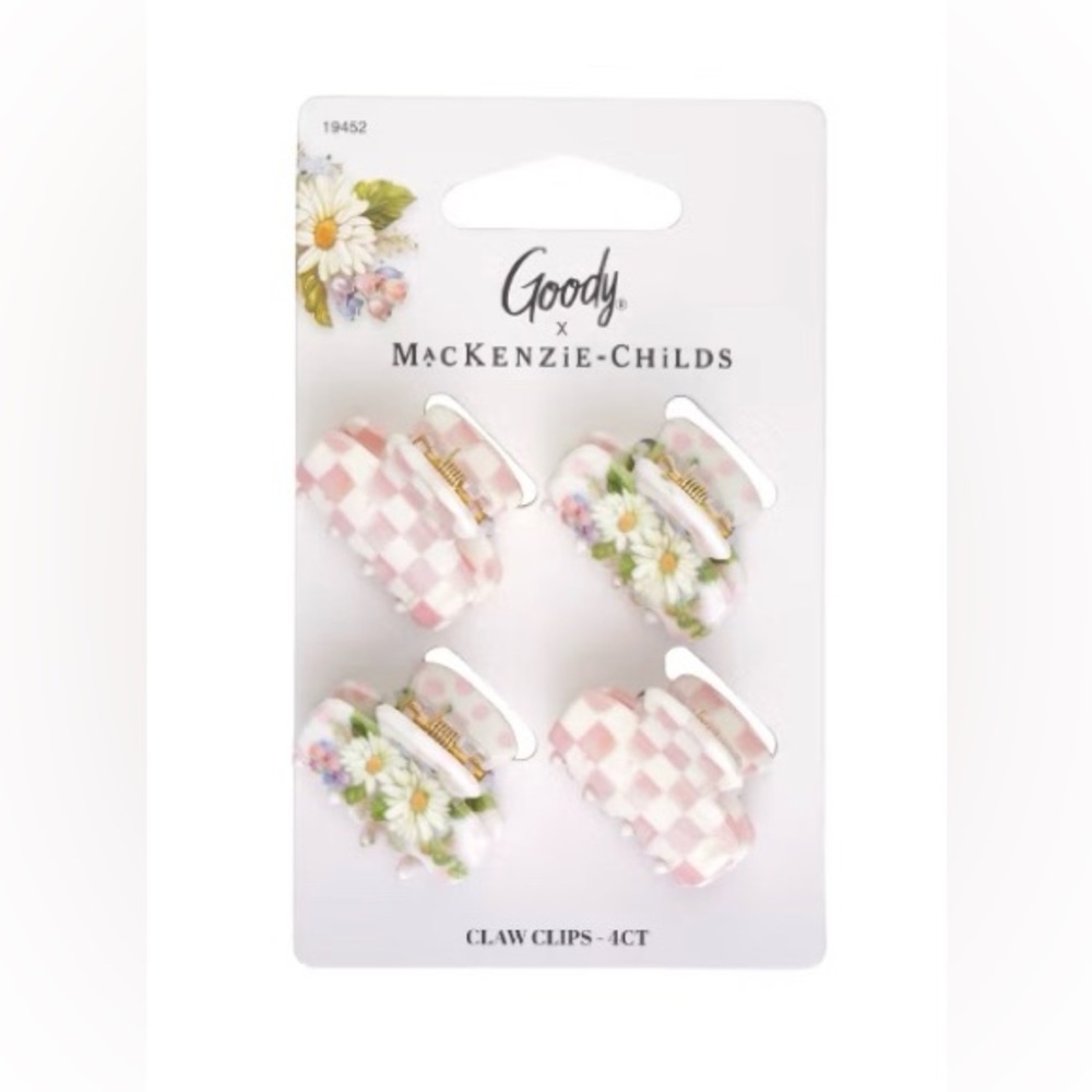 MacKenzie-Childs Floral and Checkered Claw Clips Set of 4